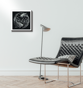 Wrapped canvas showcasing interplay of light and shadow.